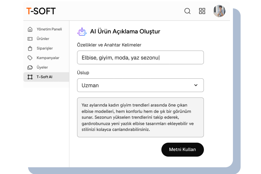 Yapay Zeka Destekli<br>İçeriklerle Ürünlerinizi Tanıtın